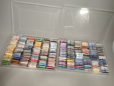 270 Sorted Carded DMC Embroidery Floss Thread Plastic Cases Cross Stitch Lot