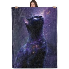 Black Cat Blanket, Lightweight All Seasons Warm Throw, 50x60 Inch Whimsical M...