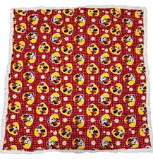 Minnie Mouse Baby Blanket Lace Trim Red Yellow Flowers Adorable Gift 40  x40  