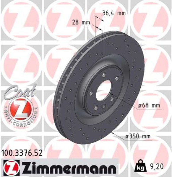 2X Zimmermann Bremsscheibe Sport Z 100.3376.52 FüR Audi Q7 4N2 1KW 4N8 4MB 1KU-image