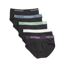 NWT Dockers. Men's 5 Pack. Premium Cotton Fly Front Briefs. Black. MSRP 38.00