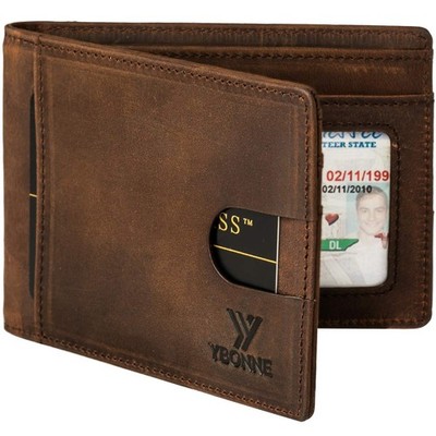 RFID Blocking Slim Bifold Wallets for Men, Made of Finest Genuine Leather (Br...