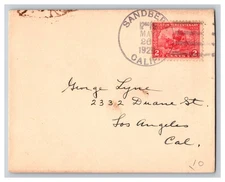 1920s Postmark Cover Sandberg California CA DPO S/I 2
