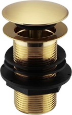 Image of Brushed Brass Unslotted Easy Clean Click Clack Basin Waste - Fast Delivery