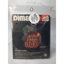 Vintage Dimensions Plastic Canvas Kit 7072 Diet Hippo Plaque Magnet 5.25x7