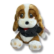 Vtg Dakin Sad Sam Honey In Tux Hiding Flowers  Be Mine  Plush Valentine Dog 8  