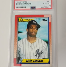 1990 Topps Deion Sanders Rc #61 Psa 6 Baseball Card New York Yankees MLB