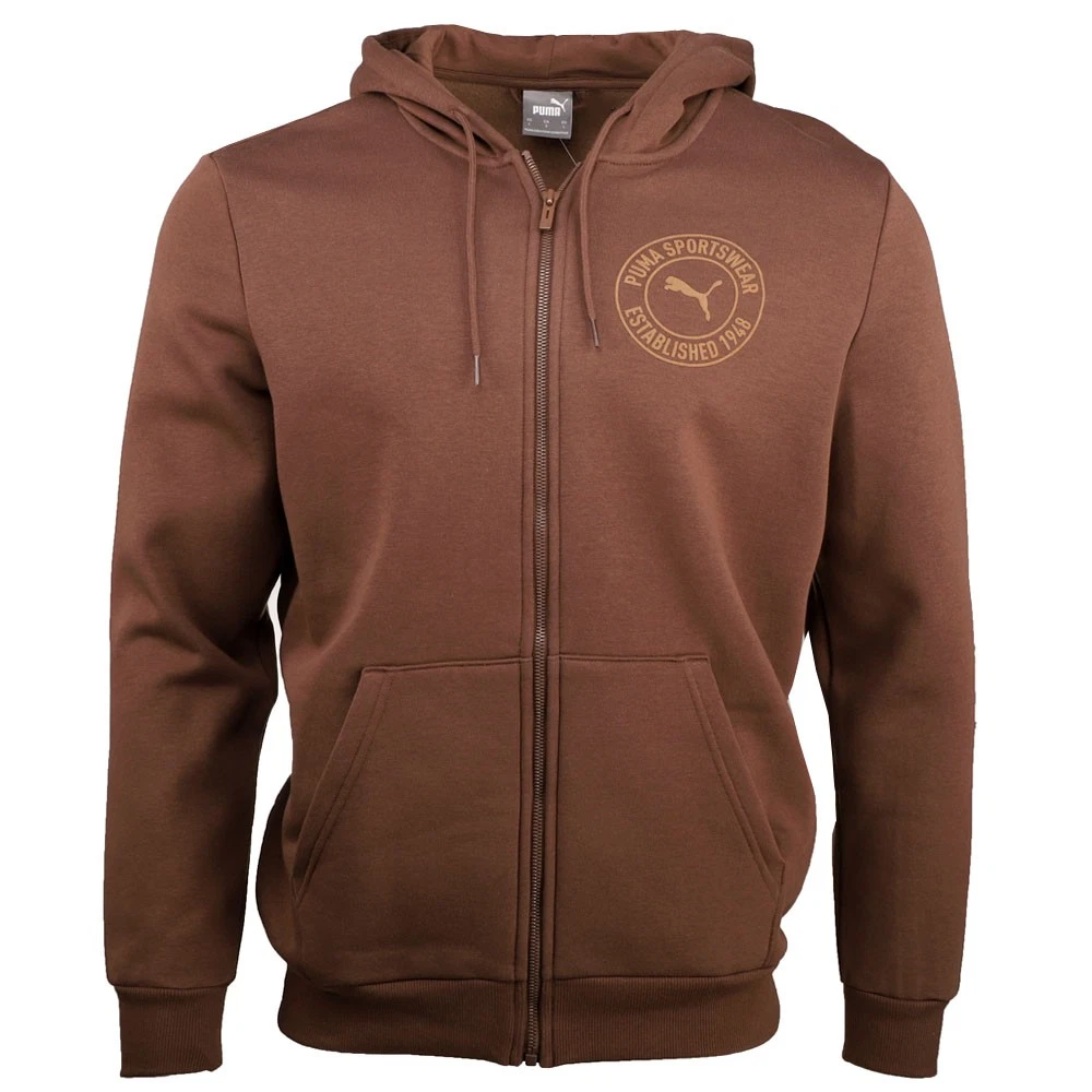 Felpa con cappuccio Puma Tonal Sportswear grafica full zip uomo marrone casual capospalla 684732
