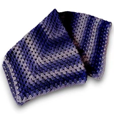 Hand Crocheted Blanket Baby Lap Afghan Purple Shades 38"x36"" NWOT