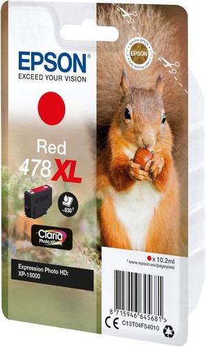 Epson Original 478XL Tinte Eichhörnchen, XP-15000, rot rot XL Single - Afbeelding 4 van 4