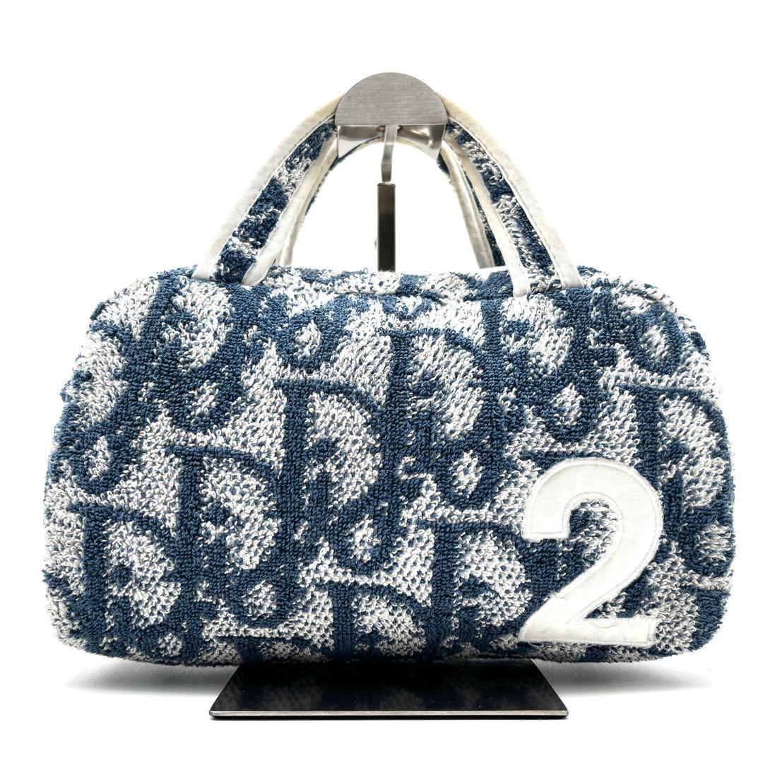 Christian Dior Handbag Mini Towel Bag Cotton Blue White Women's Authentic thumbnail 21