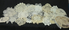 VINTAGE 19 DIFFERENT DOILIES VARIETY OF SIZES ROUND CROCHETED WHITE IVORY