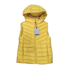 New Zara Kids Girl Winter Yellow Full Zip Hooded Puffer Vest Jacket Sz 8-9