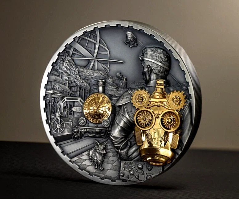 Cook Islands 2023 100$ - JET PACK Steampunk - 1 Kg Antique silber Münze