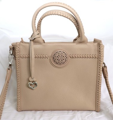Brighton Sofia Medium Beige Pebbled Leather Tote Crossbody H38454 NEW