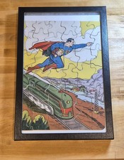 1940 Superman Saalfield Puzzle W Image From Superman 3 With Display Case