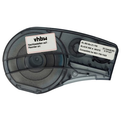 Schriftband Ersatz für Brady M21-750-7425 Schwarz/Weiß 19,05mm 6,4m