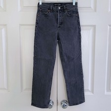Aritzia Denim Forum Arlo High Rise Straight 26L Petite Black Denim Jeans 25
