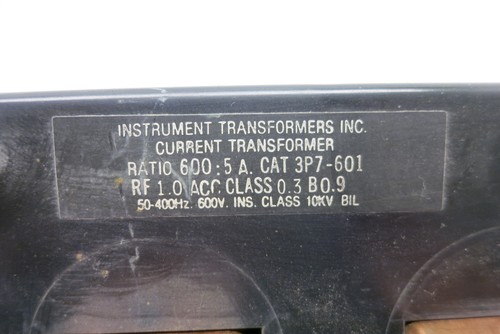 Westinghouse 757B429H01 Current Transformer 600:5A 50-400Hz CT ITI 3P7-601 w Bus - Picture 5 of 7