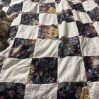 Vintage 90s Shabby Chic Floral Patchwork Tie Quilt 81x70 Full Comforter Pink Bow — photo 2