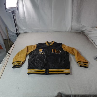 Zara Varsity Leather Jacket Mens Large Black Wherever Possible