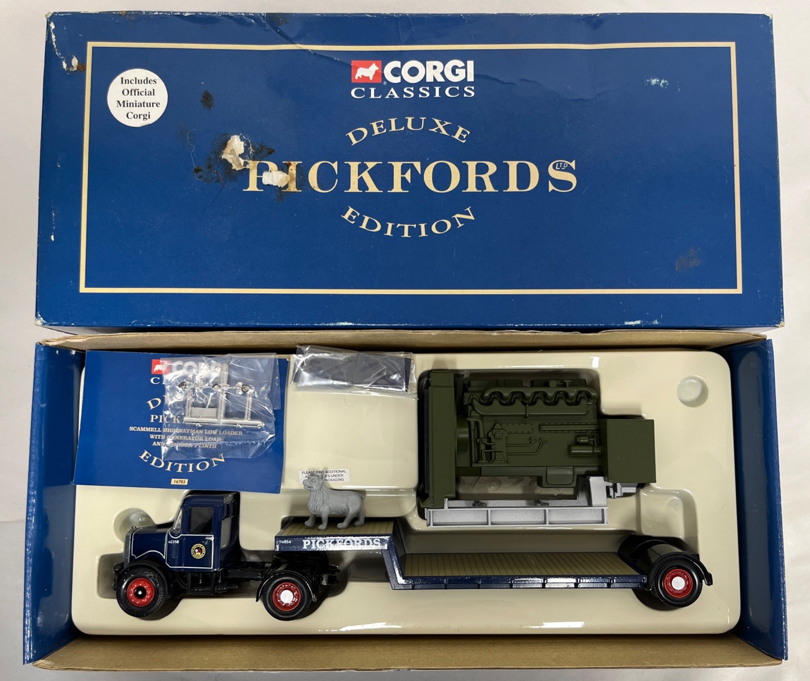 Corgi 1/50 Scale 16703 - Scammell Highwayman Low Loader + Generator - Pickfords