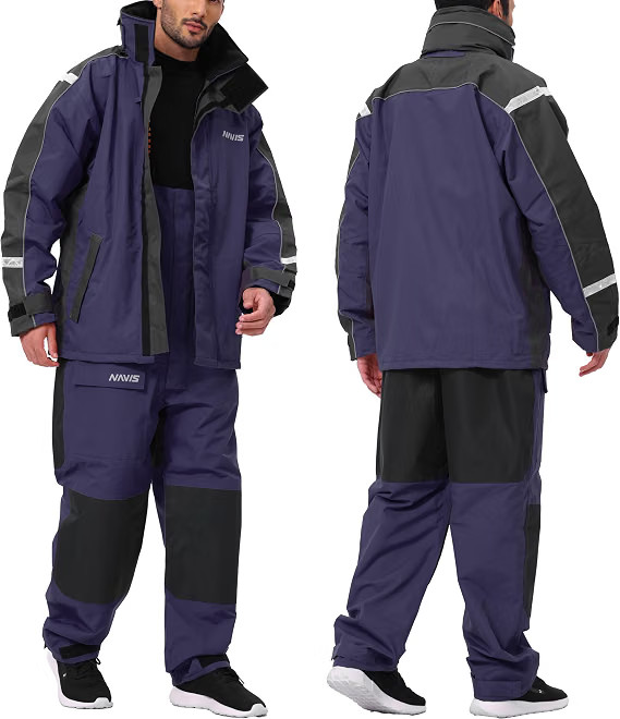 Navis Marine Hombres Chaqueta de Vela Costera Babero Pantalones Impermeable Traje Pequeño