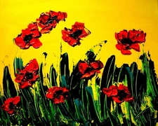 RED POPPIES    IMPRESSIONIST  ORIGINAL OIL  PAINTING  N9U098Y