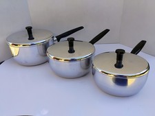 Vintage Set of 8 Wear-ever Silver Stone Alumi...