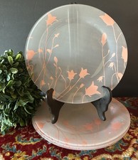 4 Arcoroc Dinner Plates Pink Frosted Glass Tulip Design Excellent 10”