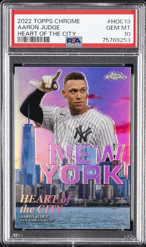 2022 TOPPS CHROME HEART OF THE CITY #HOC13 AARON JUDGE PSA 10