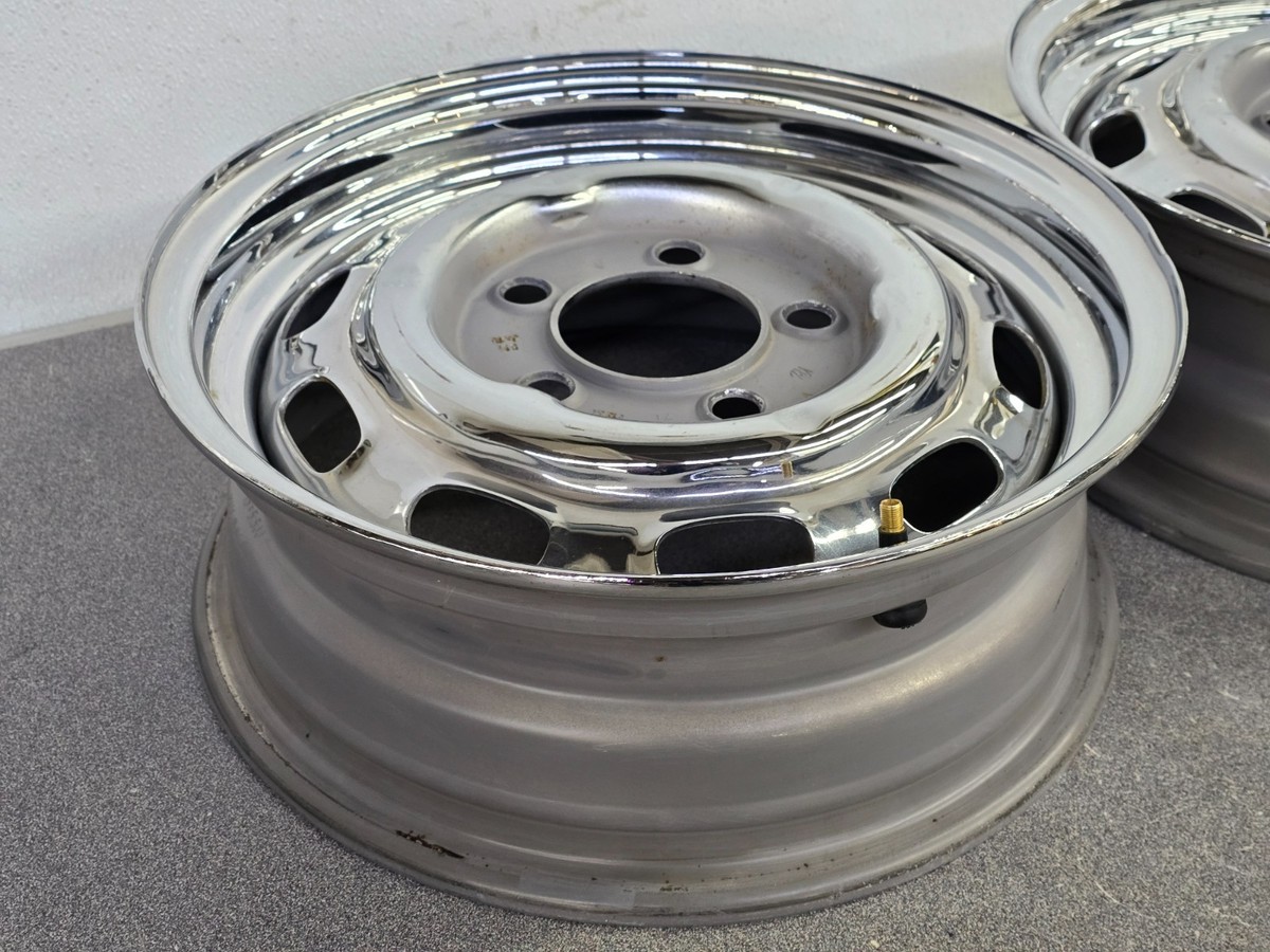 VERY NICE PAIR GENUINE KPZ PORSCHE 911 912 914-6 5 1/2JX15 CHROME