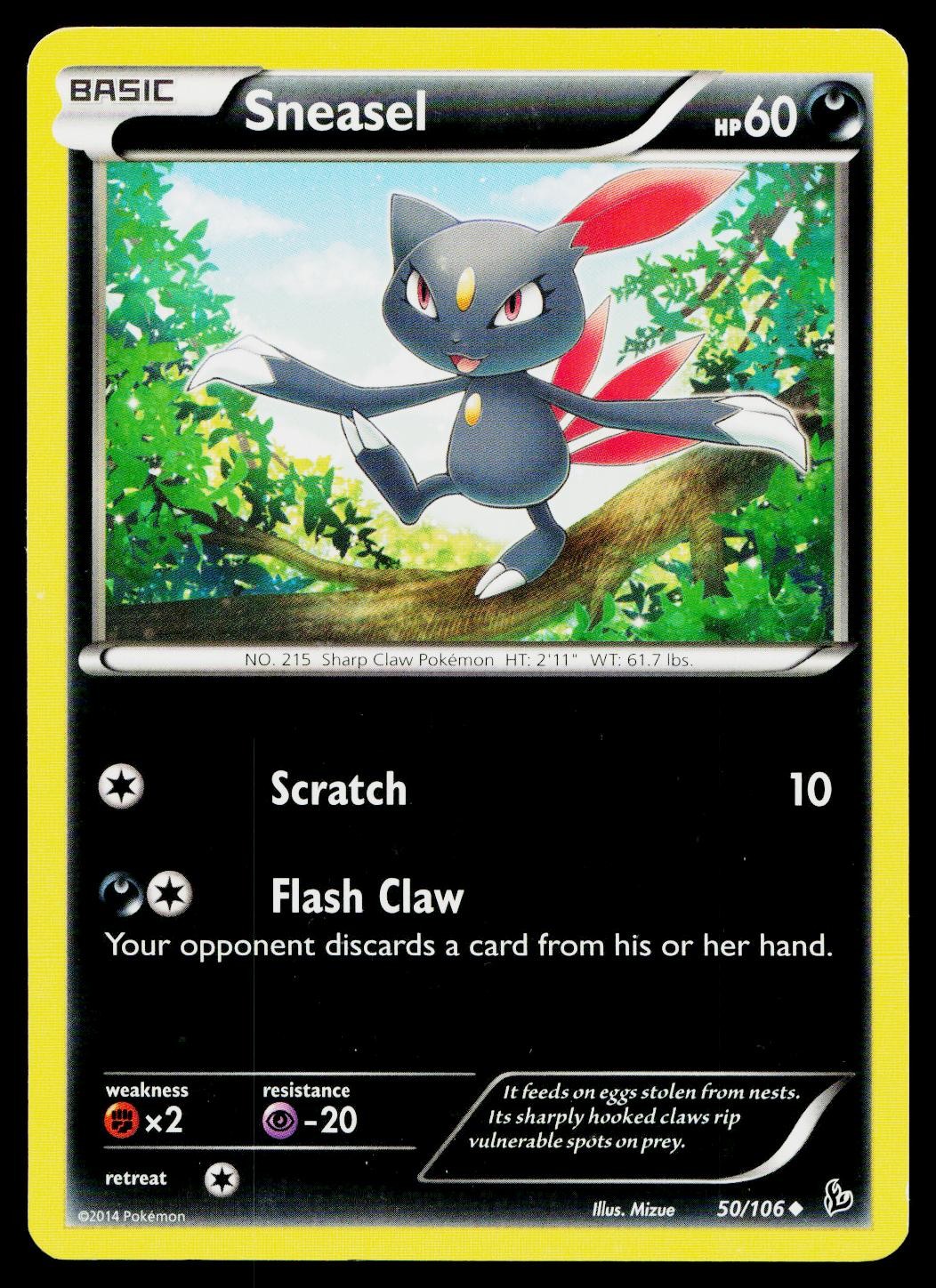 Sneasel 50/106 Uncommon Flashfire Pokemon Lightly Played