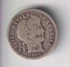 1914-D BARBER DIME 10¢ DENVER MINT 90% SILVER COIN UNITED STATES OF AMERICA