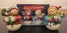Vintage Frosty Snowman Ceramic Candle Holder Susan Winget #5498 In Box Christmas