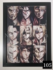A4 with Black Frame Attack on Titan 9 Titans Illustration Poster Anime Illustrat