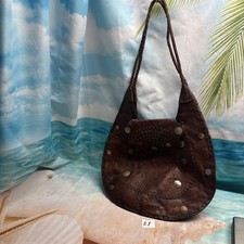 Vintage Western Style Leather Tooled Bag Southwestern 1960s shoulder saddle bag