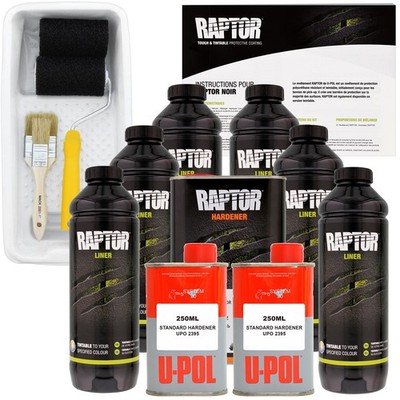 U-POL Raptor Tintable Spray-On Truck Bed Liner Kit,Tray & Brush, 6 Quarts