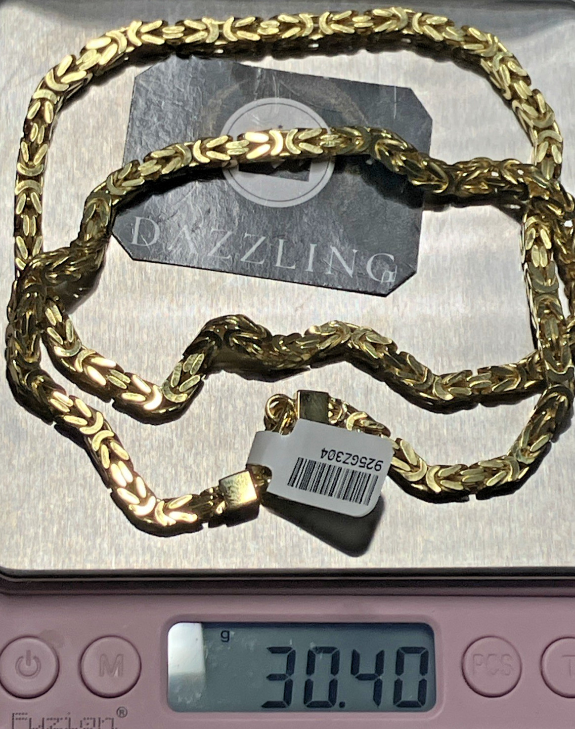 925 Sterling Silver Italy Solid Byzantine Chain Gold-Tone 30.4gram 4.5mm 22” NWT