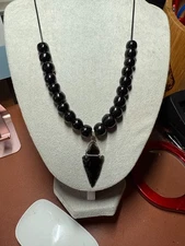 Obsidian Arrowhead, Pendant Necklace, Aztec MEXICA TRIBE, Indigenous, Mexico #7