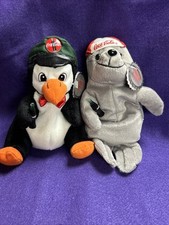 1997 Collectible Coca Cola Penguin And Seal Bean Bag Plush - Set Of 2 With Tags