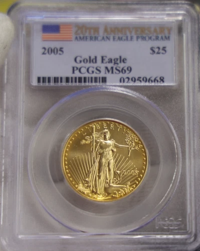 2005 US Gold 1/2 oz $25 Gold Eagle PCGS MS69