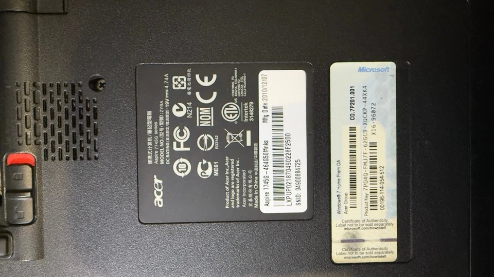 Acer Aspire 7745G, i5, 2.53 - 2.80 GHz, 8 GB Ram, 256 GB SSD, Win 10 Pro, 17,3 " - Bild 4 von 4