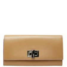 Fendi Peekaboo Long Wallet Brown Leather Style