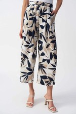Joseph Ribkoff Vanilla/Multi Tropical Print Pleated Culotte Pants 251072