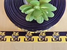7/8  1.5" 1 YD Louisiana State University LSU Collegiate Ribbon