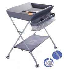 Baby Changing Table Portable Folding Diaper Changing Station with Wheels, Adj...