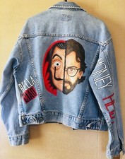 Calvin Klein Hand Painted Denim Jacket Money Heistsize M