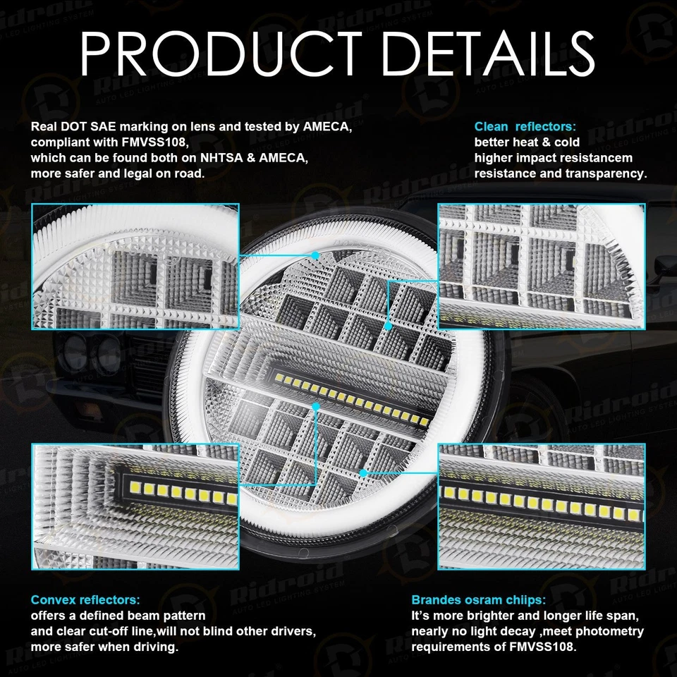 Faros LED de motocicleta de 5,75 pulgadas Hi/Lo DRL para Triumph Speed Four 600 2 piezas Foto 4 de 4