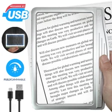 [Rechargeable] 5X Large Ultra Bright LED Page Magnifier with 3 Color Light Modes